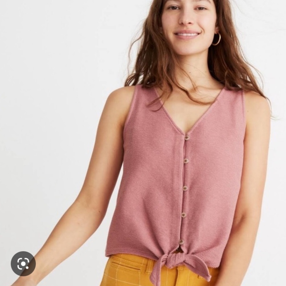 madewell ribbed tie front tank
